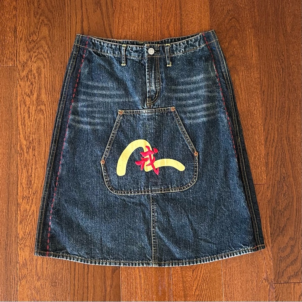 Vintage Evisu Denim Skirt with Logo size L